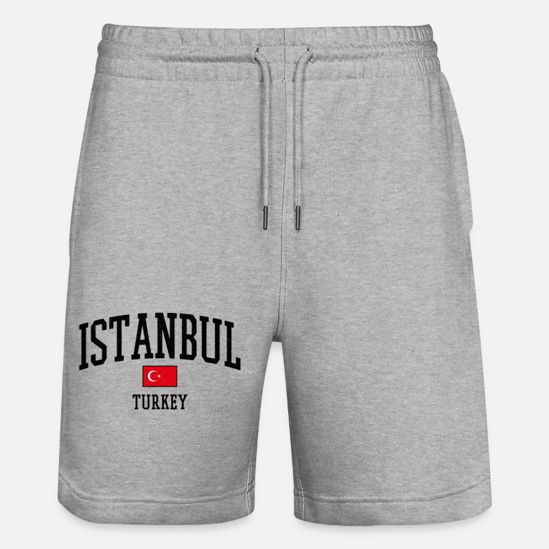 Motif du drapeau d’Istanbul Turquie Graphique - Short de jogging bio TRAINER Stanley/Stella unisexe - gris chiné