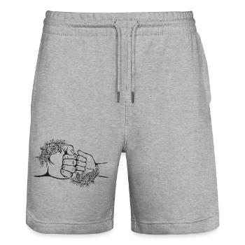 Gifts Dad Daughter, Matching Set Father Daughter - Stanley/Stella Trainer Unisex Organic Jogging Shorts - heather grey - Front - Nik (191cm) & Marisol (170cm)