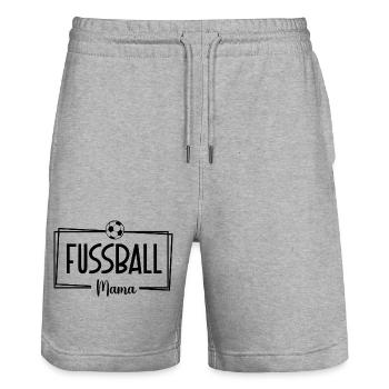 Fussballmama Design für stolze Mütter - Stanley/Stella Unisex Bio Joggingshorts Trainer  - Grau meliert - Vorne - Nik (191cm) & Marisol (170cm)