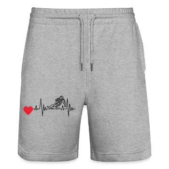 Skifahrer Weihnachten Wintersport Skifahren Ski - Stanley/Stella Unisex Bio Joggingshorts Trainer  - Grau meliert - Vorne - Nik (191cm) & Marisol (170cm)