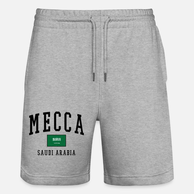 Mecque, Arabie Saoudite : Conception du drapeau - Short de jogging bio TRAINER Stanley/Stella unisexe - gris chiné