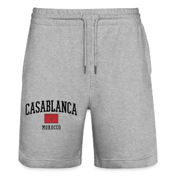 Casablanca - Short de jogging bio TRAINER Stanley/Stella unisexe - gris chiné - Devant - Nik (191cm) & Marisol (170cm)