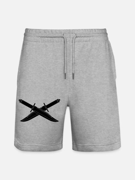 Two knives crossed - Stanley/Stella Trainer Unisex Organic Jogging Shorts - heather grey