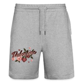 typographie magique de la Saint-Valentin avec des roses - Short de jogging bio TRAINER Stanley/Stella unisexe - gris chiné - Devant - Nik (191cm) & Marisol (170cm)