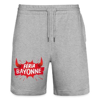 Féria de Bayonne ! Festayre - Short de jogging bio TRAINER Stanley/Stella unisexe - gris chiné - Devant - Nik (191cm) & Marisol (170cm)