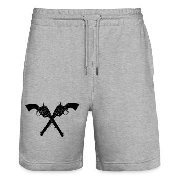 Two crossed colt army Revolver Colt 45 - Stanley/Stella Trainer Unisex Organic Jogging Shorts - heather grey - Front - Nik (191cm) & Marisol (170cm)