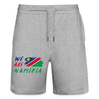 Nous sommes la Namibie - Short de jogging bio TRAINER Stanley/Stella unisexe - gris chiné - Devant - Nik (191cm) & Marisol (170cm)