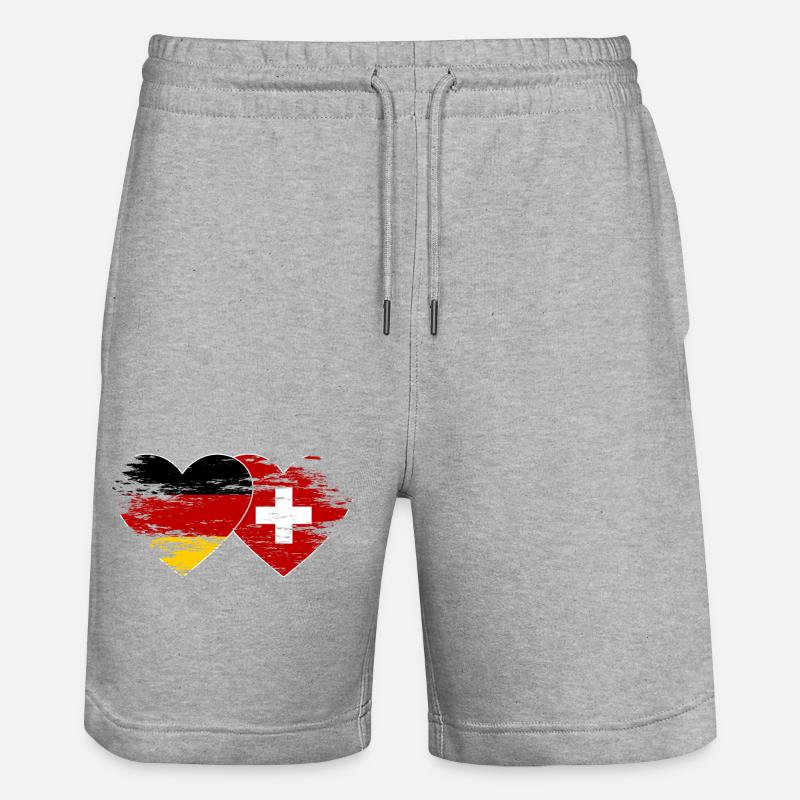 Allemagne Suisse Drapeau coeur utilisé - Short de jogging bio TRAINER Stanley/Stella unisexe - gris chiné