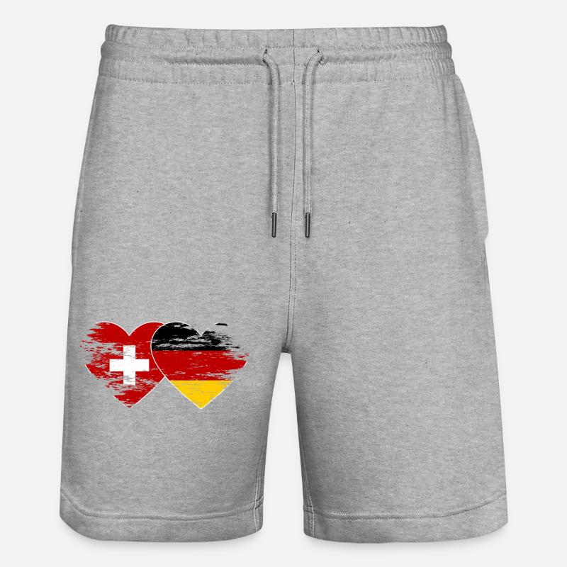 Suisse Allemagne Drapeau utilisé coeur - Short de jogging bio TRAINER Stanley/Stella unisexe - gris chiné