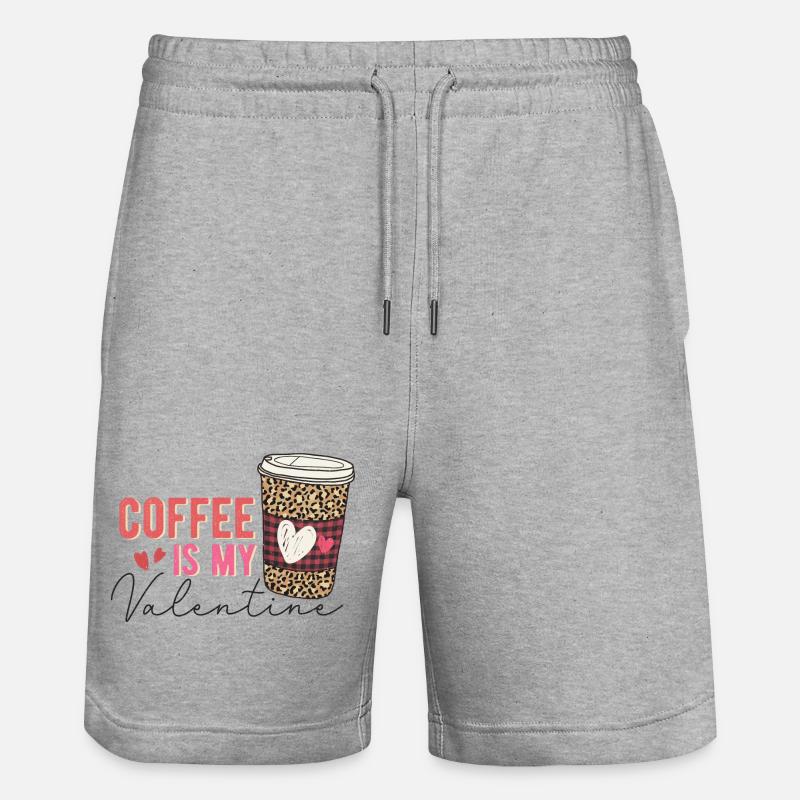 Le café est ma Saint-Valentin - Short de jogging bio TRAINER Stanley/Stella unisexe - gris chiné