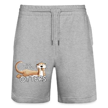 J’aime beaucoup les loutres loutre qui disent motif animal - Short de jogging bio TRAINER Stanley/Stella unisexe - gris chiné - Devant - Nik (191cm) & Marisol (170cm)