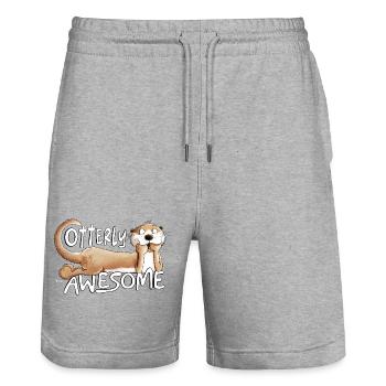 Otterly Awesome Otter Dicton Animal Motif - Short de jogging bio TRAINER Stanley/Stella unisexe - gris chiné - Devant - Nik (191cm) & Marisol (170cm)
