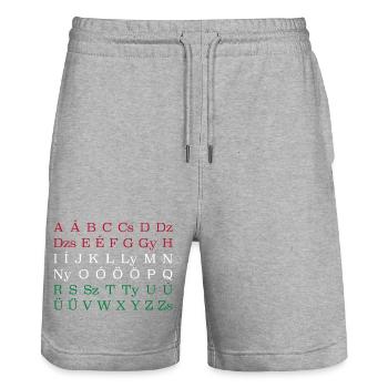 HUNGARIAN Alphabet Hungary Ungarische Flagge - Stanley/Stella Unisex Bio Joggingshorts Trainer  - Grau meliert - Vorne - Nik (191cm) & Marisol (170cm)