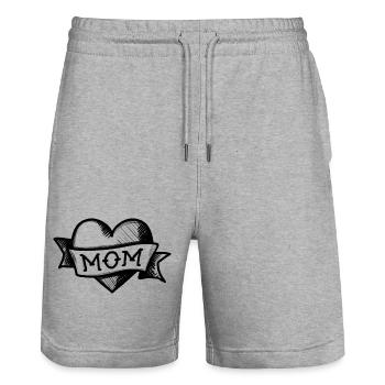 Herz - MOM (schwarz) - Stanley/Stella Unisex Bio Joggingshorts Trainer  - Grau meliert - Vorne - Nik (191cm) & Marisol (170cm)