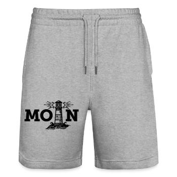 Moin (Typo/Leuchtturm - Stanley/Stella Unisex Bio Joggingshorts Trainer  - Grau meliert - Vorne - Nik (191cm) & Marisol (170cm)