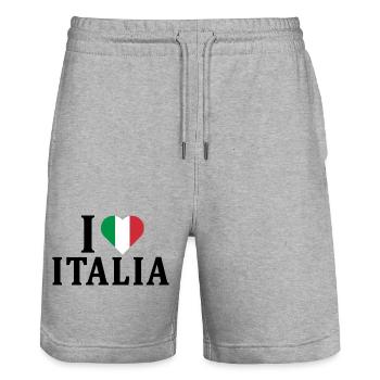 T-Shirt Ich liebe Italien Flagge T-Shirt Geschenk - Stanley/Stella Unisex Bio Joggingshorts Trainer  - Grau meliert - Vorne - Nik (191cm) & Marisol (170cm)