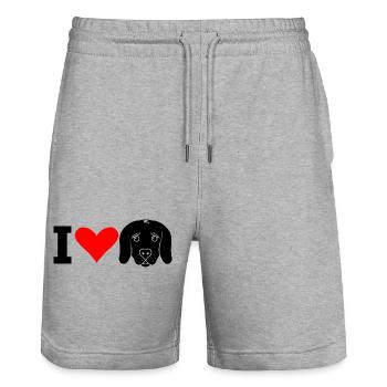 I Love Dogs (black) - Stanley/Stella Trainer Unisex Organic Jogging Shorts - heather grey - Front - Nik (191cm) & Marisol (170cm)