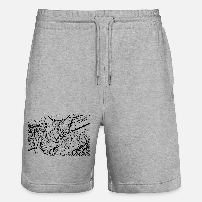 chat chaton noir mignon - Short de jogging bio TRAINER Stanley/Stella unisexe - gris chiné