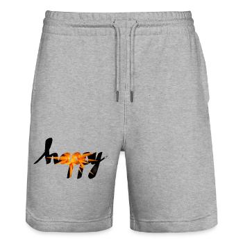 happy - Stanley/Stella Trainer Unisex Organic Jogging Shorts - heather grey - Front - Nik (191cm) & Marisol (170cm)