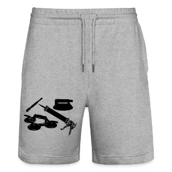 Glaser-Werkzeuge - Stanley/Stella Unisex Bio Joggingshorts Trainer  - Grau meliert - Vorne - Nik (191cm) & Marisol (170cm)