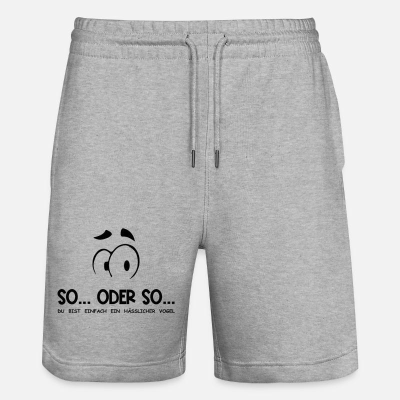 So...Oder So: Hässlicher Vogel - Schwarz - Stanley/Stella Unisex Bio Joggingshorts Trainer  - Grau meliert