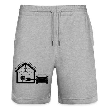 House with solar panels car - Stanley/Stella Trainer Unisex Organic Jogging Shorts - heather grey - Front - Nik (191cm) & Marisol (170cm)