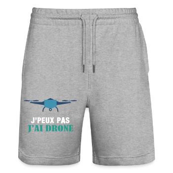 J'Peux Pas J'ai Drone Humour Cadeau Drôle Pilote - Short de jogging bio TRAINER Stanley/Stella unisexe - gris chiné - Devant - Nik (191cm) & Marisol (170cm)