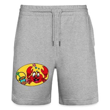 Fröhliche Strandkrabbe Getränk - Stanley/Stella Unisex Bio Joggingshorts Trainer  - Grau meliert - Vorne - Nik (191cm) & Marisol (170cm)