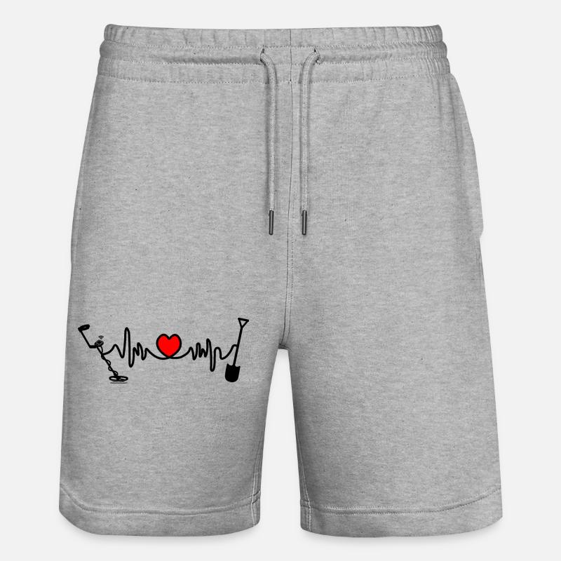 Metalldetektor-Logo mit Herzfrequenz - Stanley/Stella Unisex Bio Joggingshorts Trainer  - Grau meliert