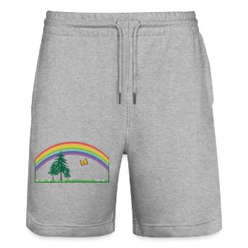 RAINBOW rainbow with meadow and butterfly - Stanley/Stella Trainer Unisex Organic Jogging Shorts - heather grey - Front - Nik (191cm) & Marisol (170cm)