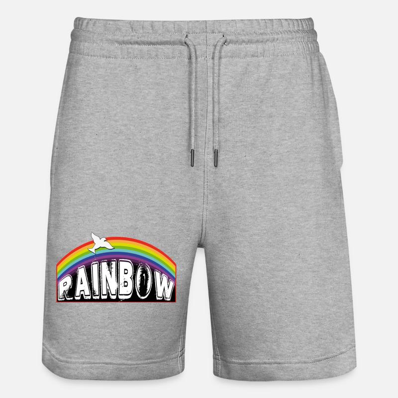 RAINBOW lettering with pigeon - Stanley/Stella Trainer Unisex Organic Jogging Shorts - heather grey