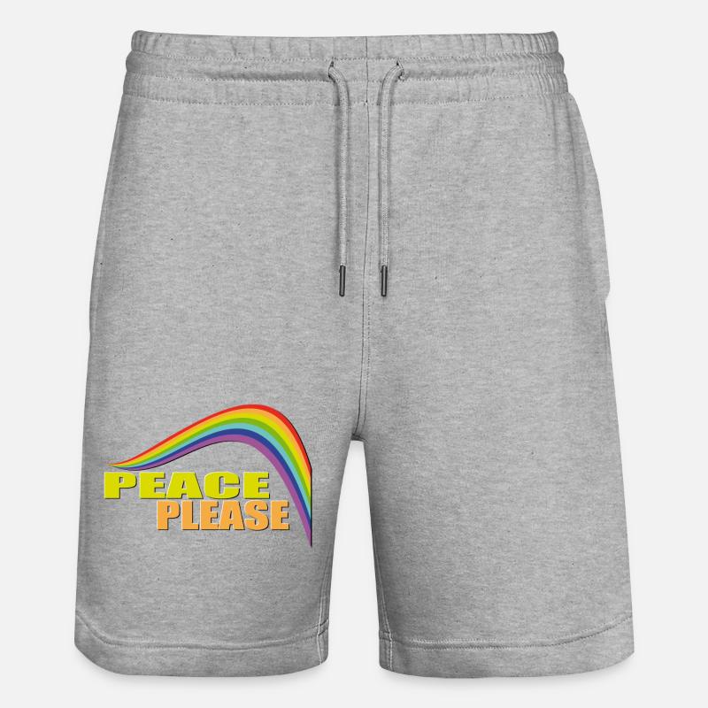 PEACE PLEASE with Rainbow - Stanley/Stella Unisex Bio Joggingshorts Trainer  - Grau meliert