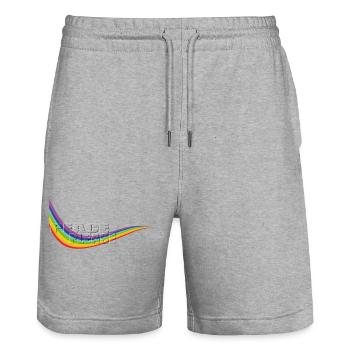 RAINBOW PEACE PLEASE transparent Typo - Short de jogging bio TRAINER Stanley/Stella unisexe - gris chiné - Devant - Nik (191cm) & Marisol (170cm)