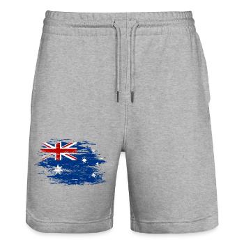 Drapeau de l’Australie utilisé - Short de jogging bio TRAINER Stanley/Stella unisexe - gris chiné - Devant - Nik (191cm) & Marisol (170cm)
