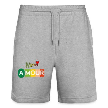 Nutri Amour - Short de jogging bio TRAINER Stanley/Stella unisexe - gris chiné - Devant - Nik (191cm) & Marisol (170cm)