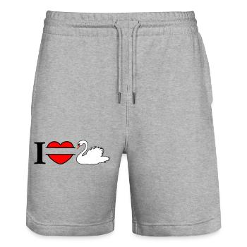 I love my white swan - Stanley/Stella Trainer Unisex Organic Jogging Shorts - heather grey - Front - Nik (191cm) & Marisol (170cm)
