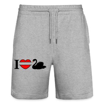 I love my black swan - Stanley/Stella Trainer Unisex Organic Jogging Shorts - heather grey - Front - Nik (191cm) & Marisol (170cm)