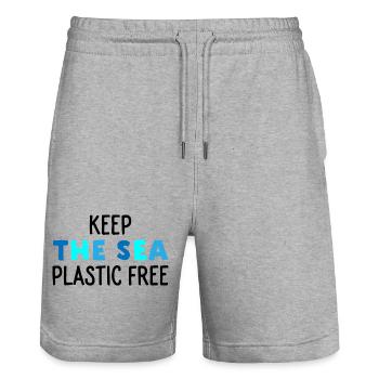 Environmental protection in the sea - Stanley/Stella Trainer Unisex Organic Jogging Shorts - heather grey - Front - Nik (191cm) & Marisol (170cm)