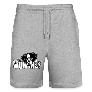 Qu’est-ce que je suis censé être - un chiot innocent - Short de jogging bio TRAINER Stanley/Stella unisexe - gris chiné - Devant - Nik (191cm) & Marisol (170cm)