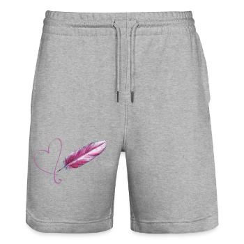 Kleine LiebesFeder - Sonja Ariel von Staden - Stanley/Stella Unisex Bio Joggingshorts Trainer  - Grau meliert - Vorne - Nik (191cm) & Marisol (170cm)