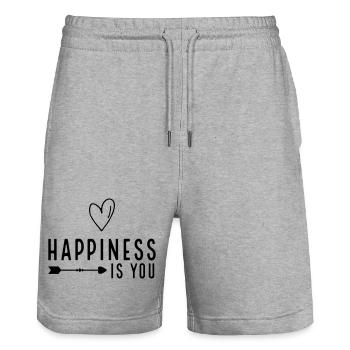 fully in love - Stanley/Stella Trainer Unisex Organic Jogging Shorts - heather grey - Front - Nik (191cm) & Marisol (170cm)