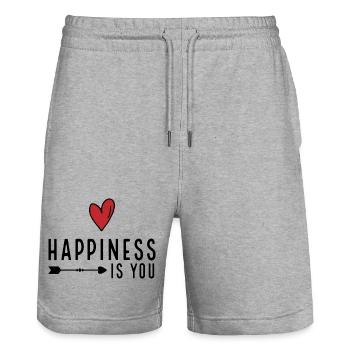 I love you - Stanley/Stella Trainer Unisex Organic Jogging Shorts - heather grey - Front - Nik (191cm) & Marisol (170cm)