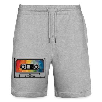 Cassette arc en ciel rétro - Short de jogging bio TRAINER Stanley/Stella unisexe - gris chiné - Devant - Nik (191cm) & Marisol (170cm)