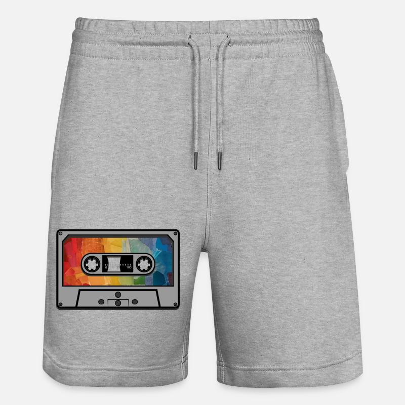 Cassette arc en ciel rétro - Short de jogging bio TRAINER Stanley/Stella unisexe - gris chiné