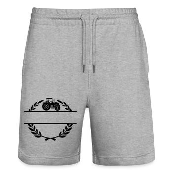 Proud of the farmer's tractor - Stanley/Stella Trainer Unisex Organic Jogging Shorts - heather grey - Front - Nik (191cm) & Marisol (170cm)