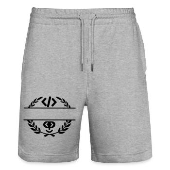 Code logo et code smiley dans une couronne de laurier - Short de jogging bio TRAINER Stanley/Stella unisexe - gris chiné - Devant - Nik (191cm) & Marisol (170cm)