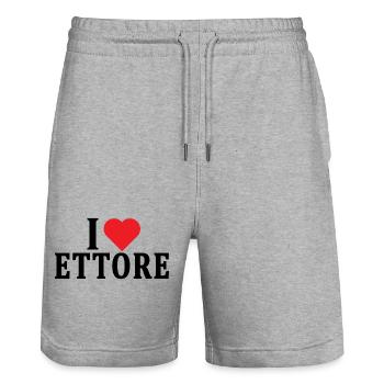 t-shirt J’adore l’idée cadeau du t-shirt Ettore - Short de jogging bio TRAINER Stanley/Stella unisexe - gris chiné - Devant - Nik (191cm) & Marisol (170cm)