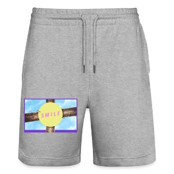 Holzkreuz Smile Kreis - Stanley/Stella Unisex Bio Joggingshorts Trainer  - Grau meliert - Vorne - Nik (191cm) & Marisol (170cm)