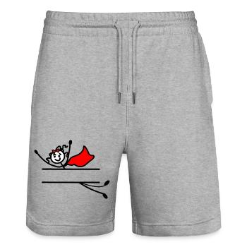 Fliegende Heldin und Strahl zwischen ihnen - Stanley/Stella Unisex Bio Joggingshorts Trainer  - Grau meliert - Vorne - Nik (191cm) & Marisol (170cm)