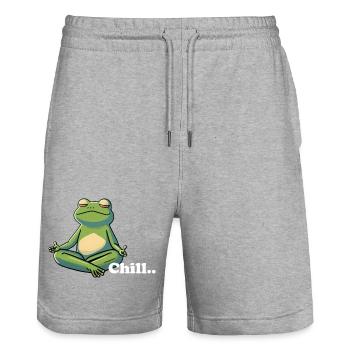 enspannter relaxed chill Frosch - Stanley/Stella Unisex Bio Joggingshorts Trainer  - Grau meliert - Vorne - Nik (191cm) & Marisol (170cm)